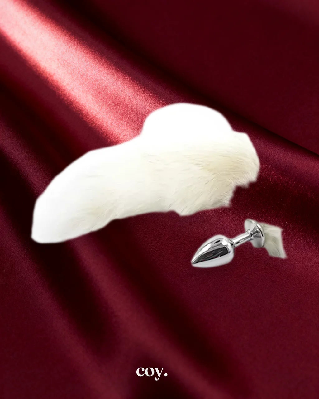 Leather Play Fox Tail Butt Plug 19 Inch — White — Coy