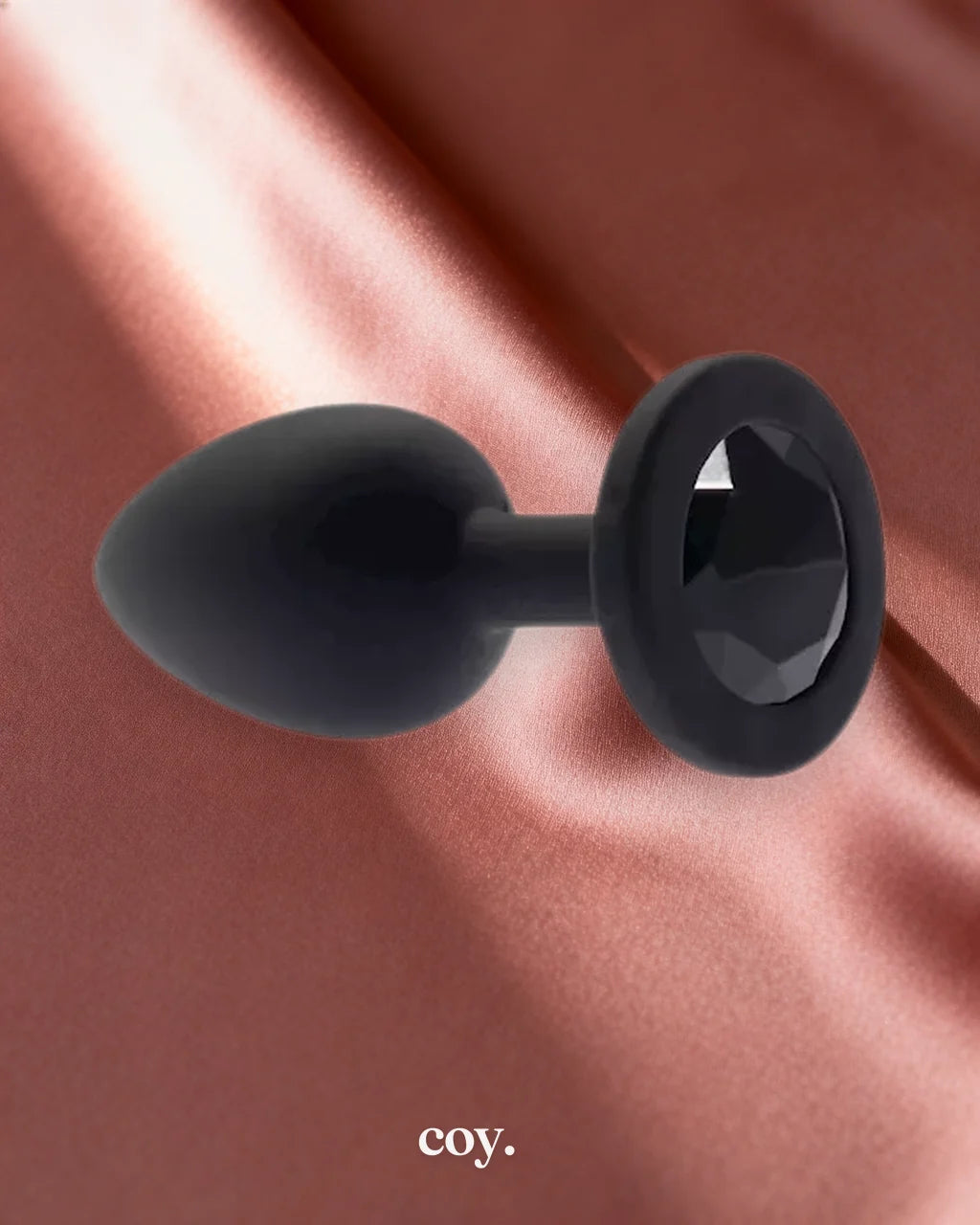 Share Satisfaction Kink Range Silicone Gemmed Butt Plug Small — Black — Coy