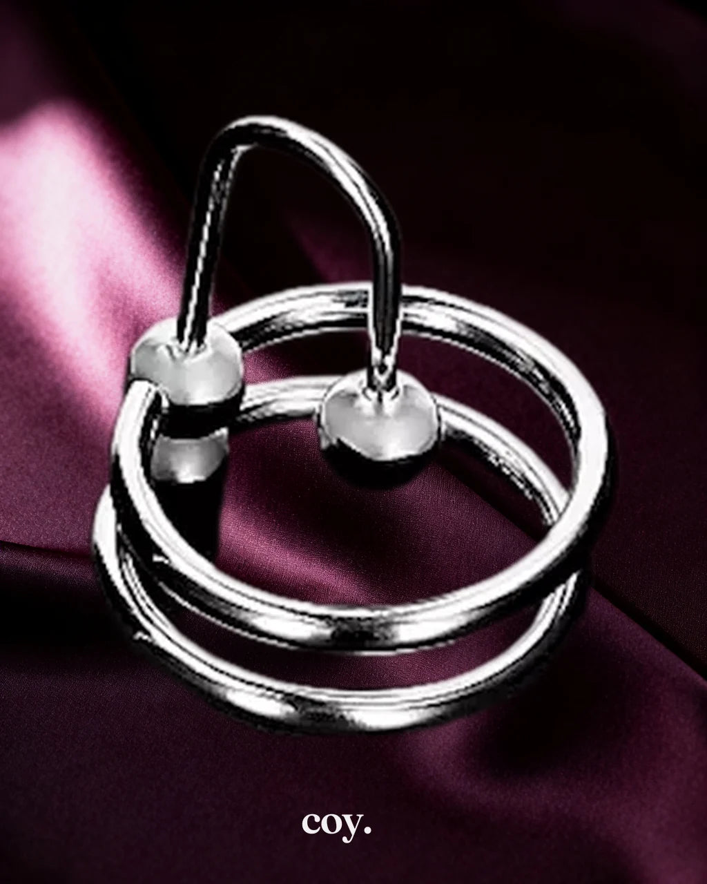 Shots Toys Double Ring Stopper C-Ring 28mm — Silver — Coy