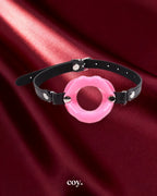Leather Play Lip Mouth Gag with Strap — Pink — Coy
