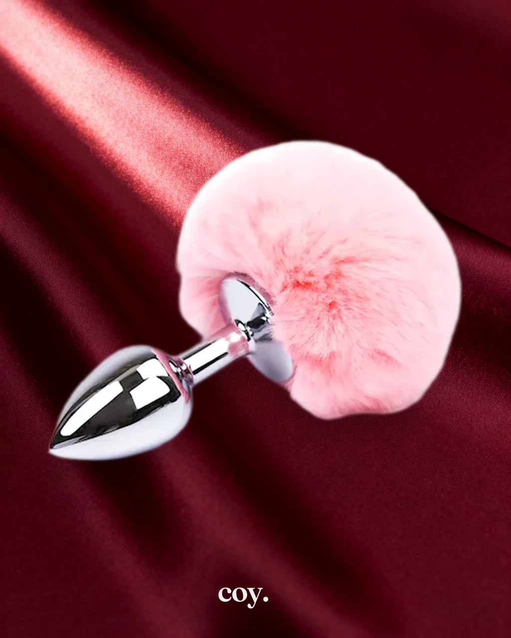 Leather Play Bunny Tail Plug 2.8 Inch — Pink — Coy