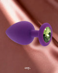 Share Satisfaction Kink Range Silicone Gemmed Butt Plug Large — Purple — Coy