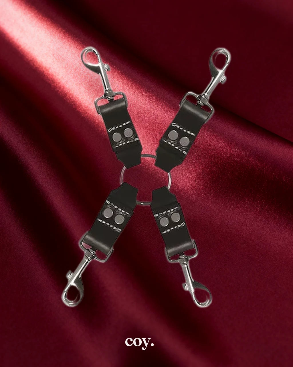 Sportsheets Edge Leather 4 Point Hog Tie Restraint — Black — Coy