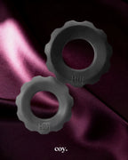 OxBalls Cog 2-Size Cock C-Rings — Black/Silver — Coy