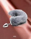 Leather Play Fox Tail Butt Plug 19 Inch — Silver — Coy