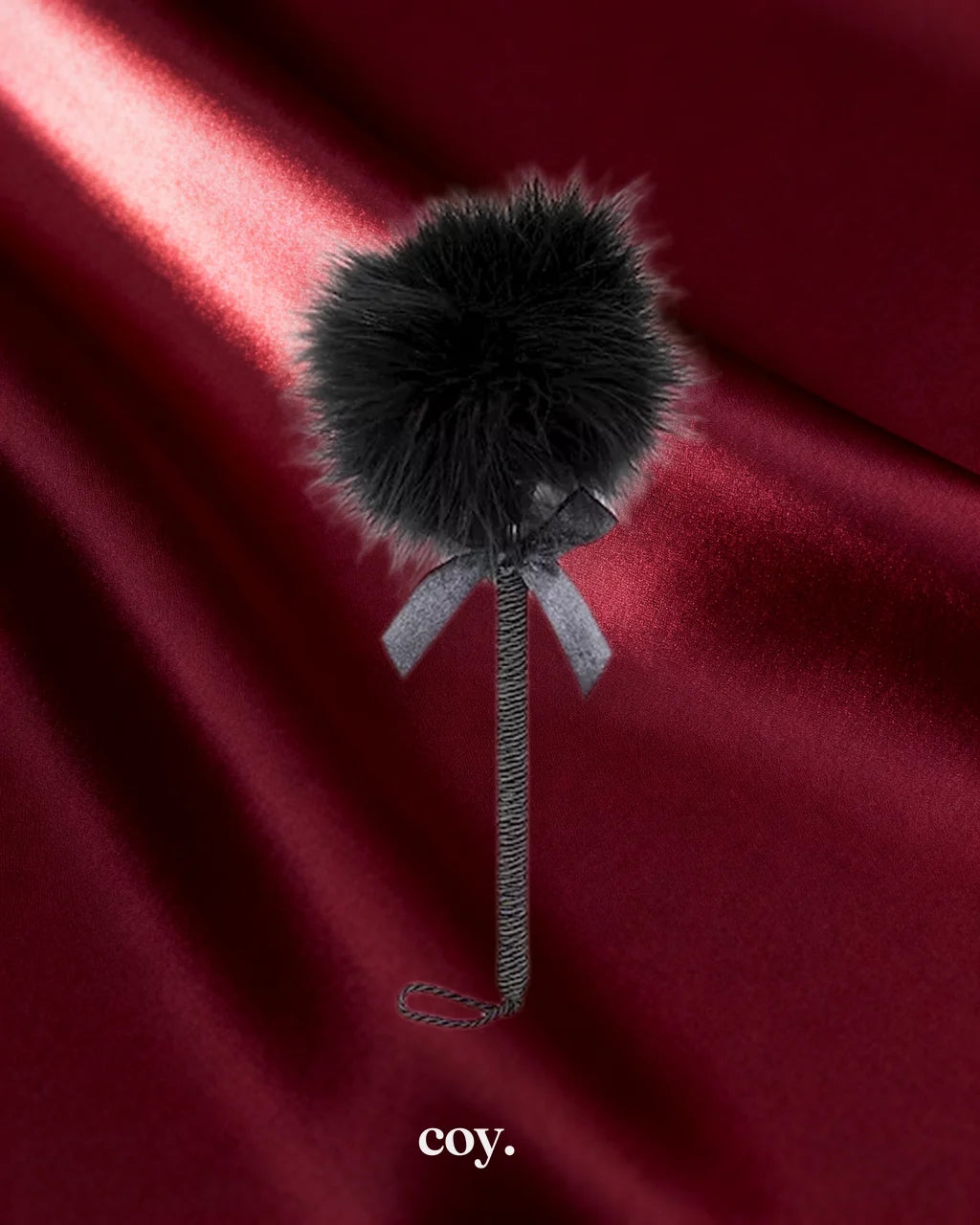 Leather Play Rope Feather Wand — Black — Coy