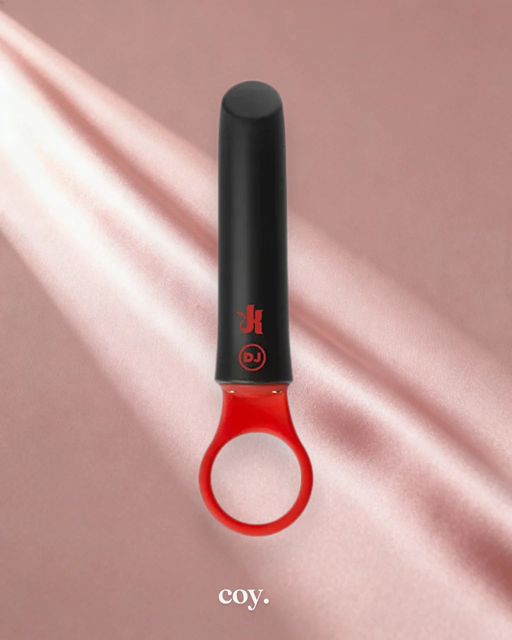 Kink Power Play Vibrator with Silicone Grip Ring — Black/Red — Coy