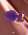 Share Satisfaction Kink Range Silicone Gemmed Butt Plug Large — Purple — Coy