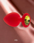 Share Satisfaction Kink Range Silicone Gemmed Butt Plug Large — Red — Coy