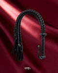 Leather Play Braided Flogger — Black — Coy