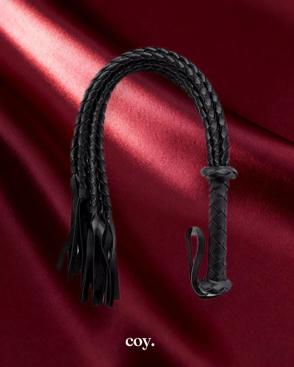 Leather Play Braided Flogger — Black — Coy