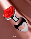 Share Satisfaction Kink Range Metal Rose Butt Plug Large — Red — Coy