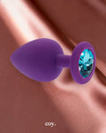 Share Satisfaction Kink Range Silicone Gemmed Butt Plug Large — Purple — Coy