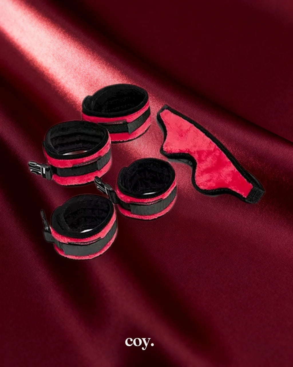 Liberator Plush Seduction Restraint & Blindfold Kit — Red/Black — Coy