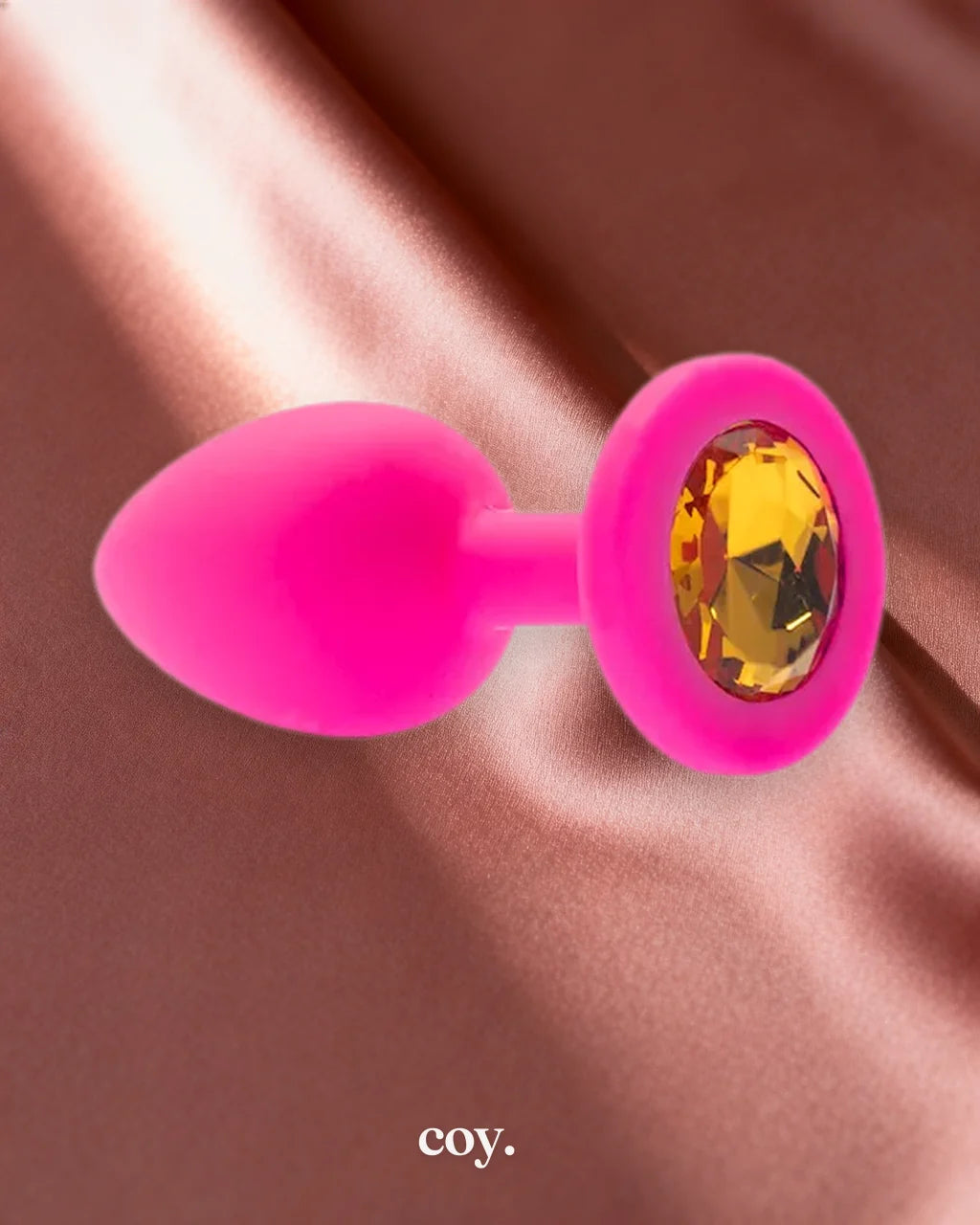 Share Satisfaction Kink Range Silicone Gemmed Butt Plug Small — Yellow — Coy