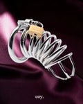 Share Satisfaction Kink Range Spiraled Chastity Cage 40 MM — Silver — Coy